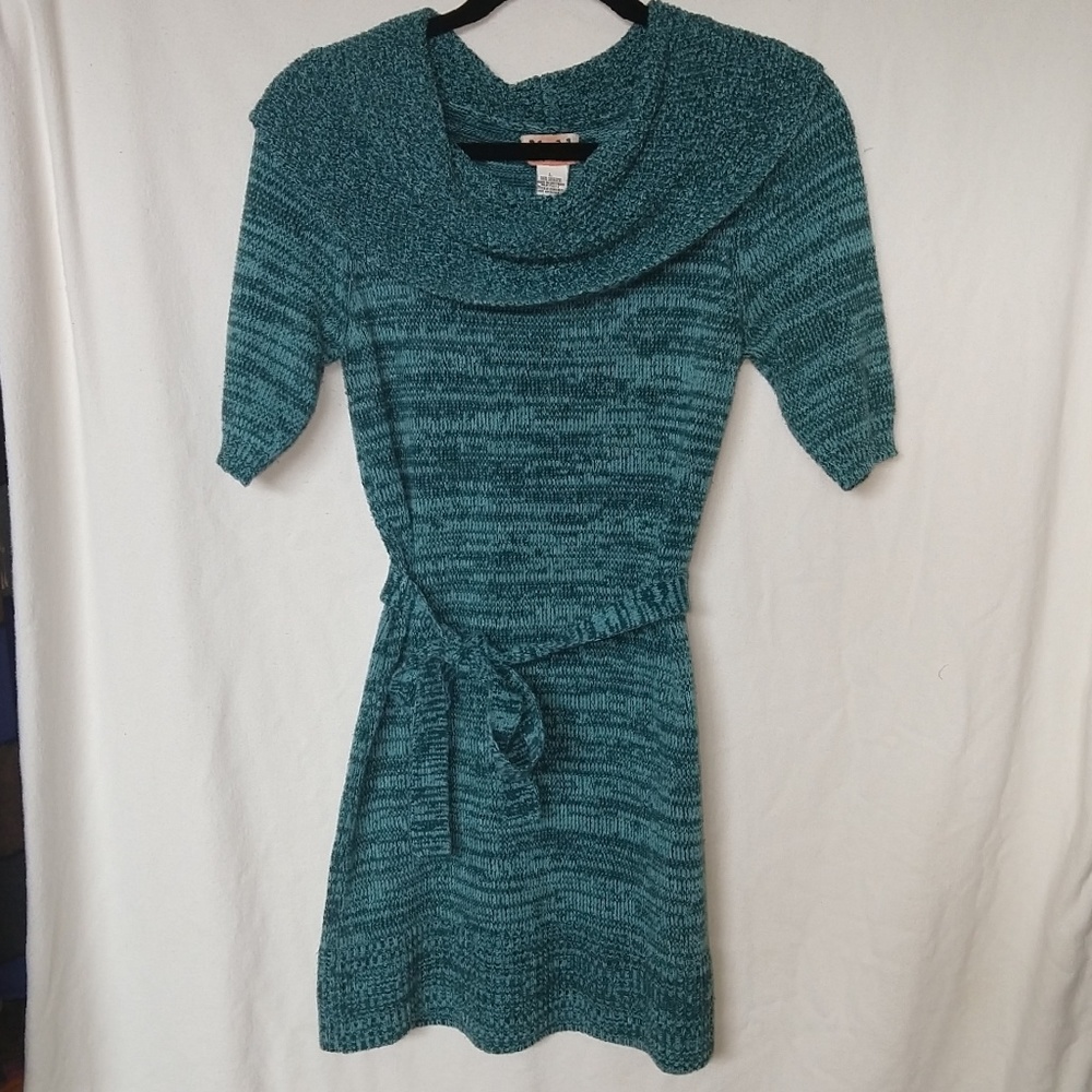 Junior's Mudd Lg Teal Cowl neckline sweater tunic